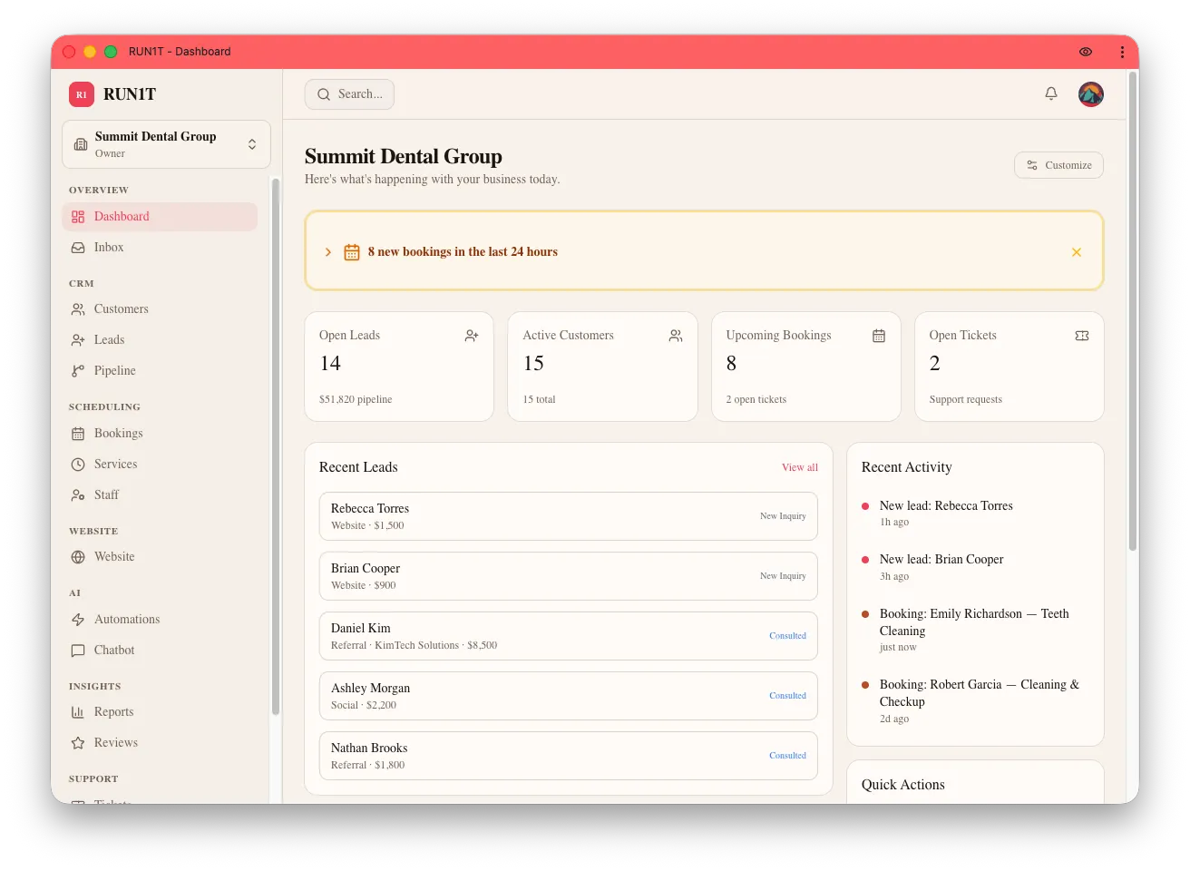 RUN1T Dashboard — Reports & Analytics